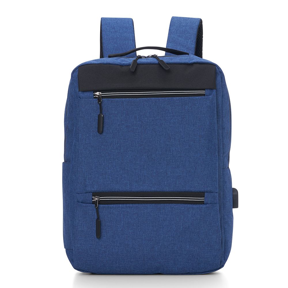 Mochila de Nylon USB 21L Azul Promocional para Brindes