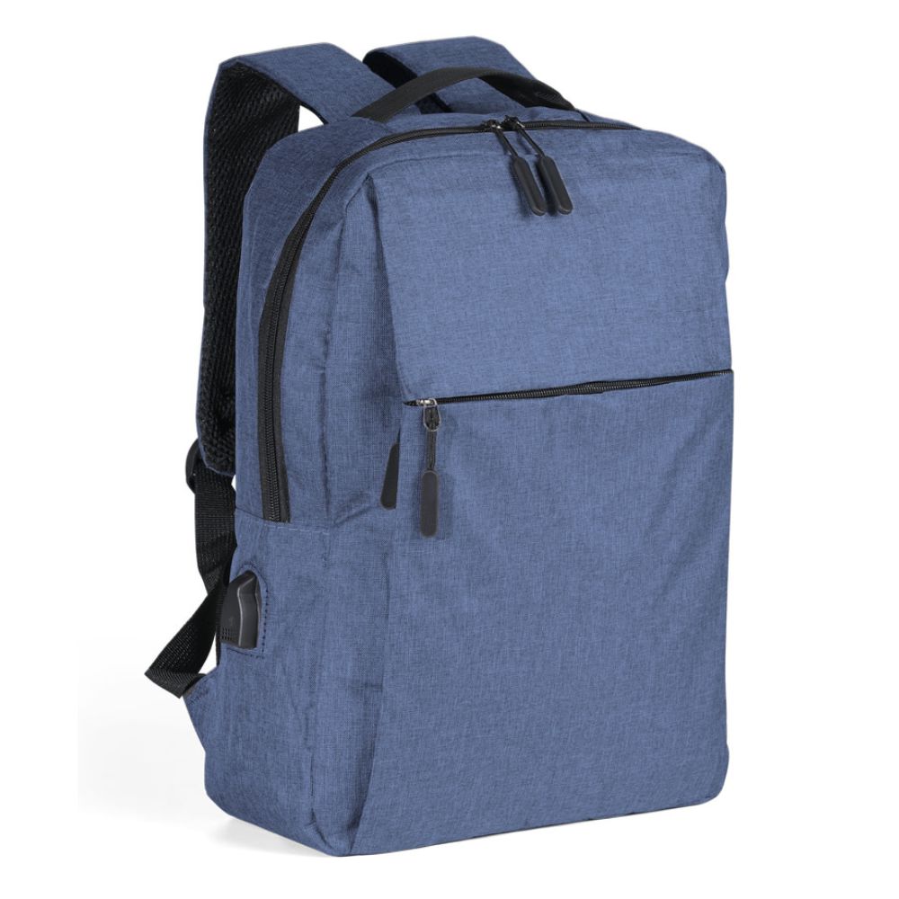 Mochila de Nylon USB para Notebook Personalizada Azul