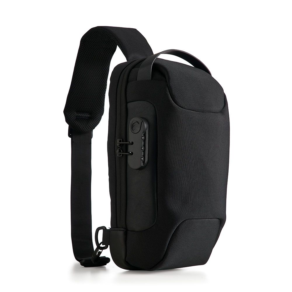 Mochila de Ombro Preto USB Anti-Furto para Brindes