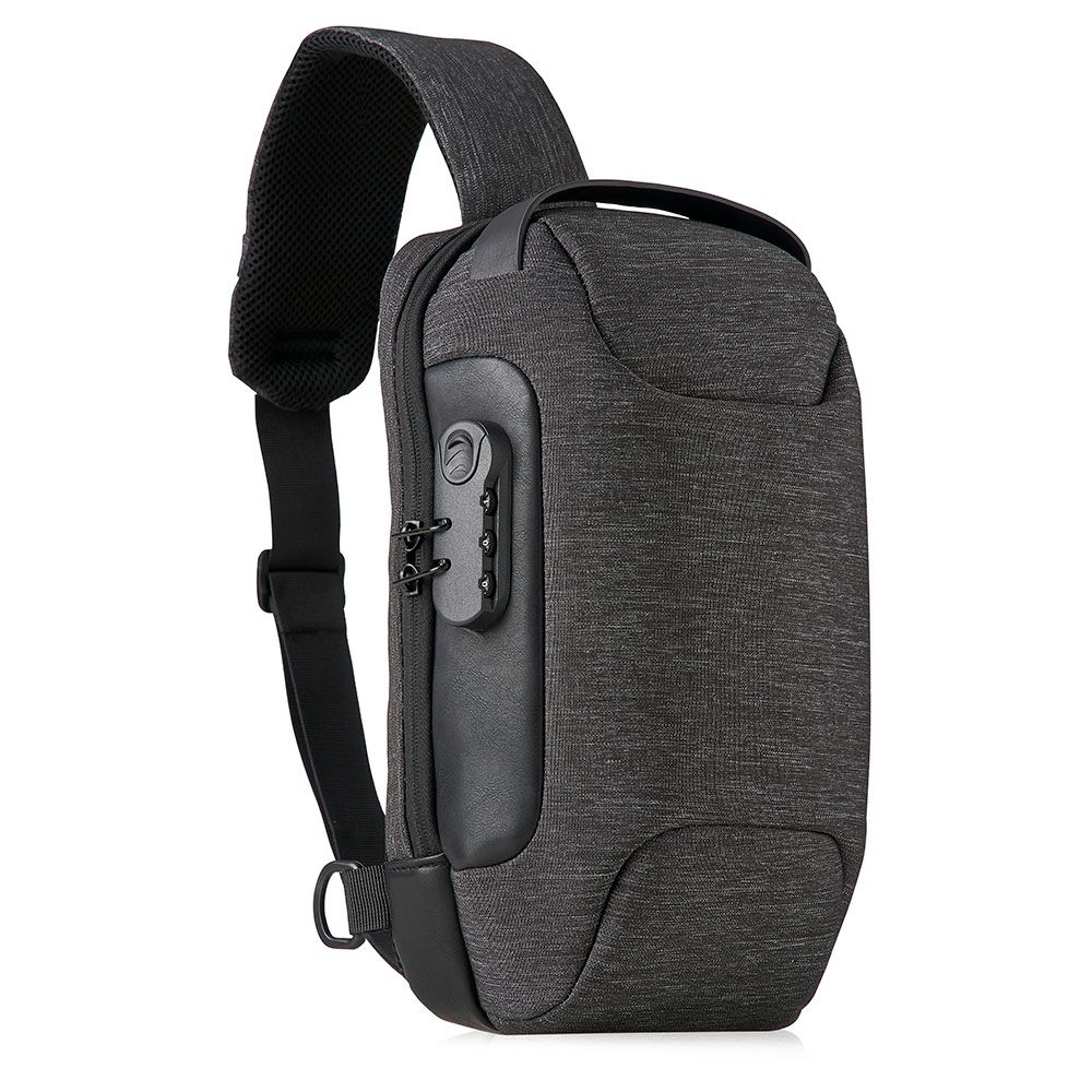 Mochila de Ombro Cinza USB Anti-Furto para Brindes