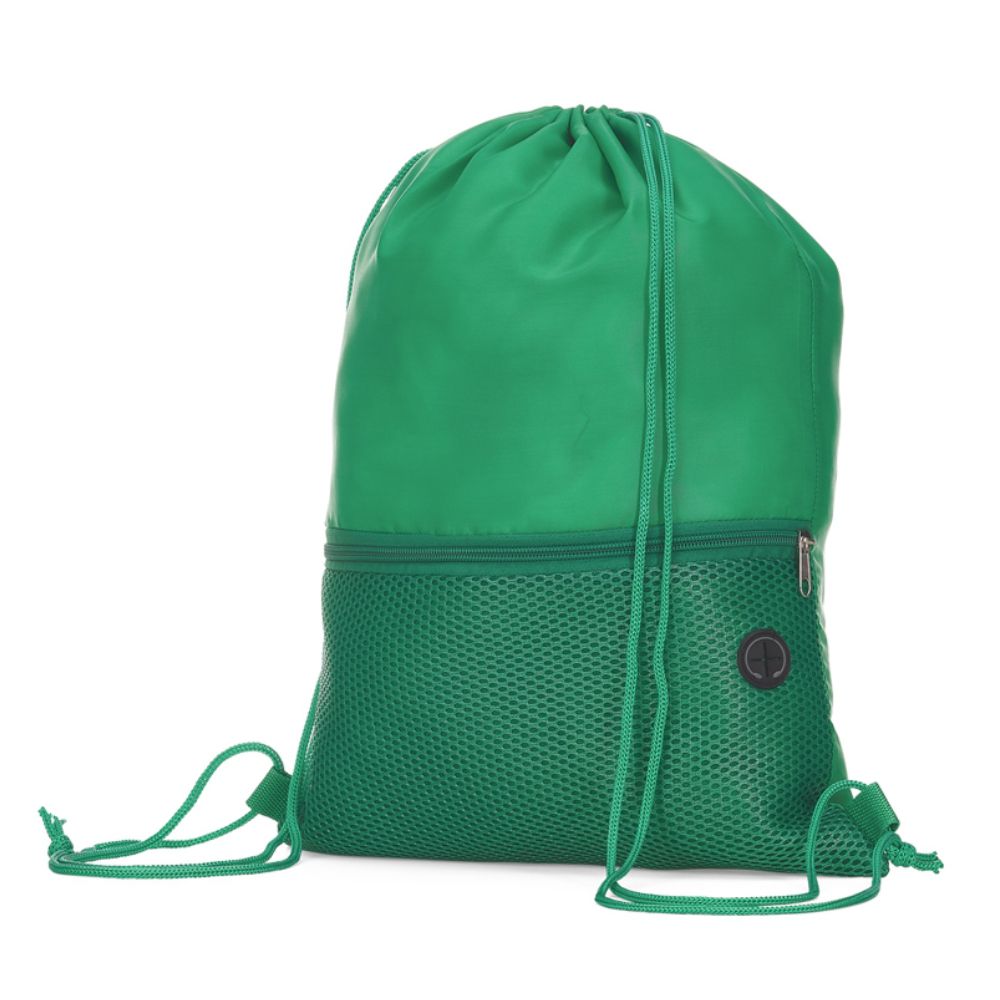 Mochila Saco em Poliéster Verde para Brindes