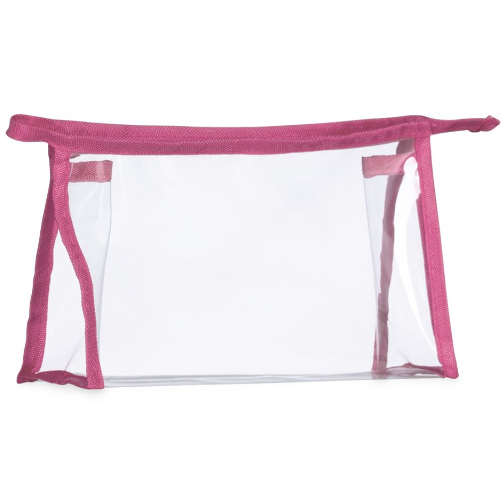 Necessaire Plástica Transparente para Brindes Rosa