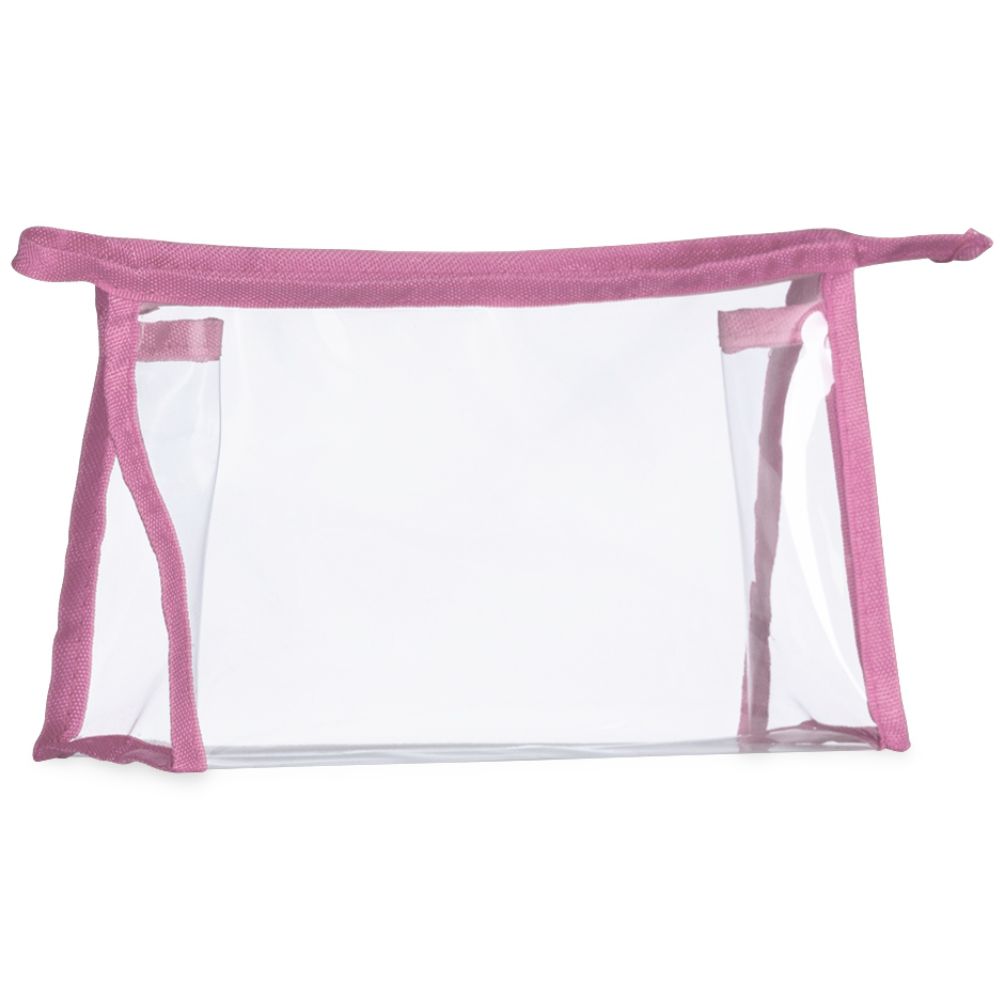 Necessaire Plástica Transparente para Brindes Rosa Claro