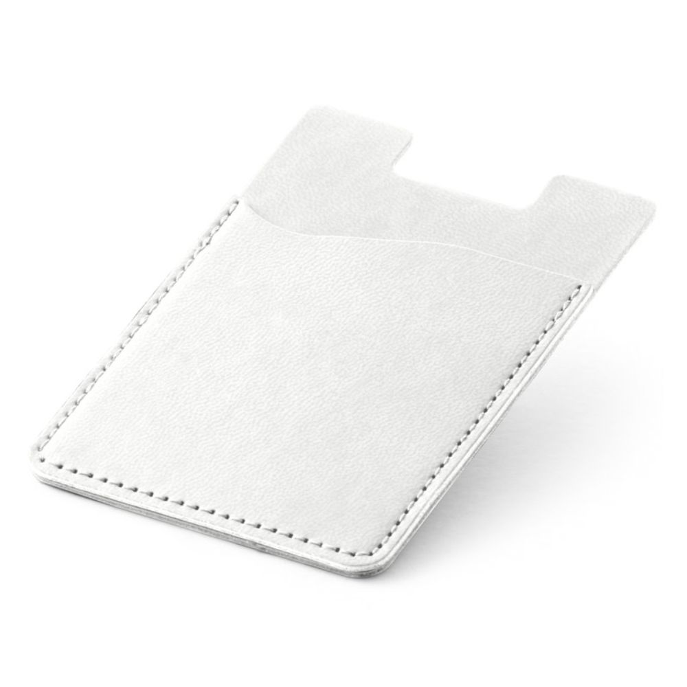 Porta cartões branco para Celular em PU com Bloqueio de RFID