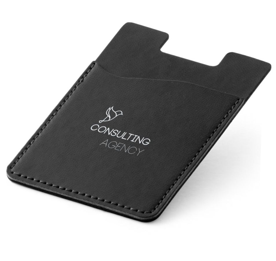 Porta cartões preto para Celular em PU com Bloqueio de RFID