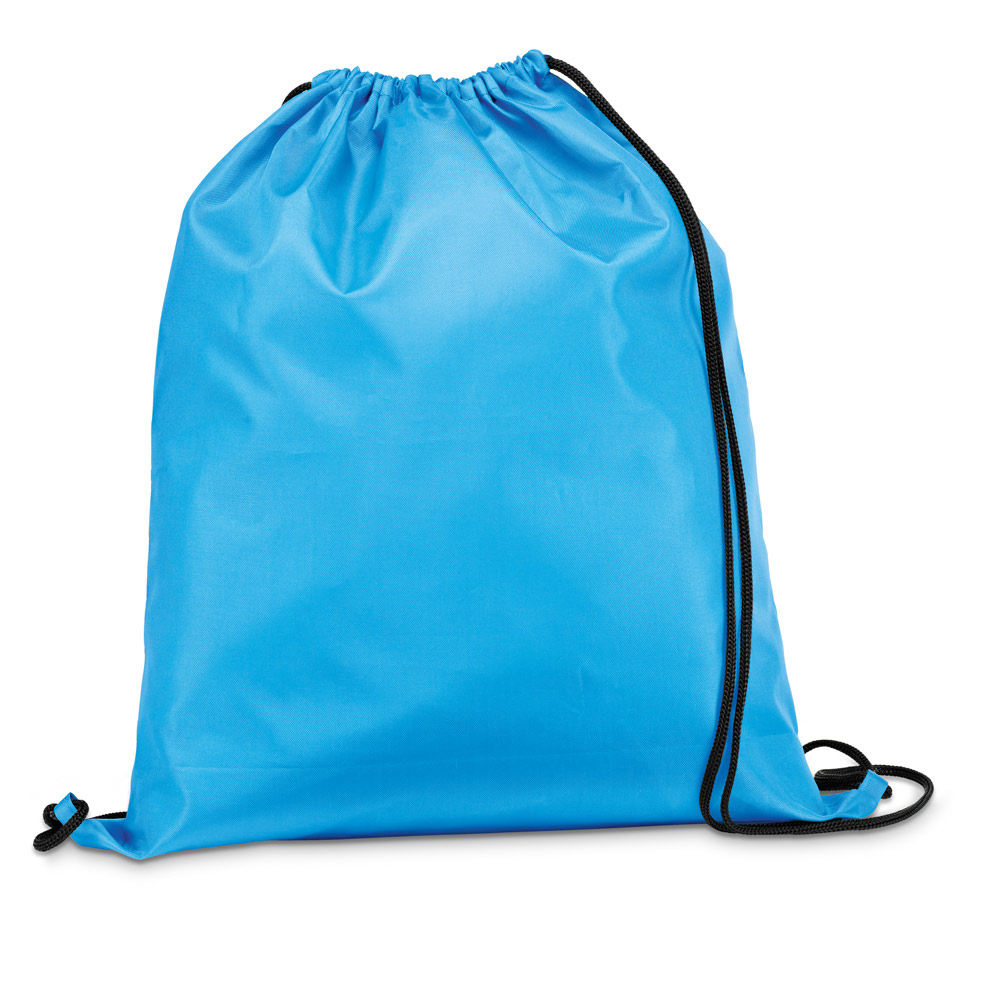 Sacola Tipo Mochila em Nylon para Brindes Azul Claro