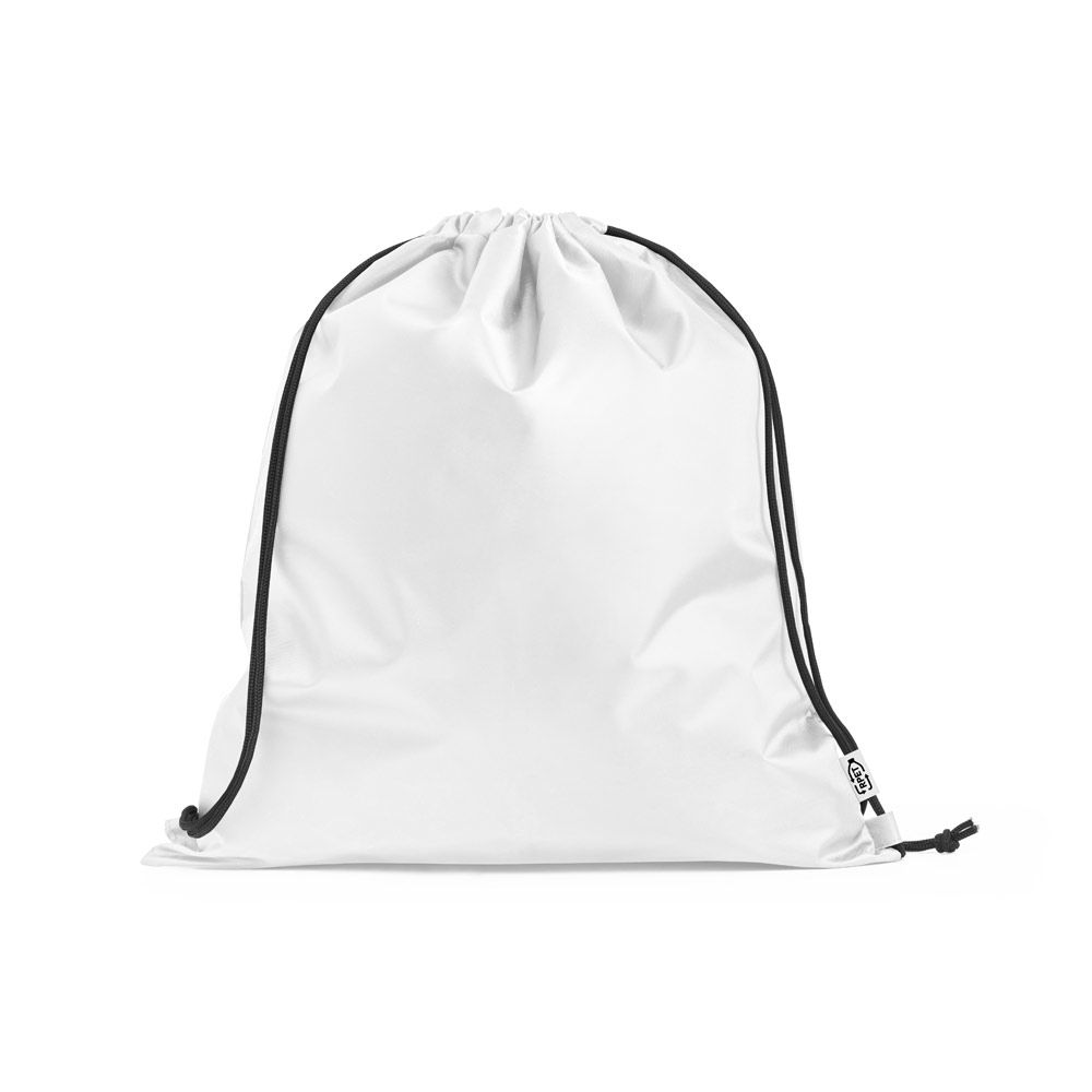 Sacola Tipo Mochila Plástico Reciclado Branco para Brindes Personalizados