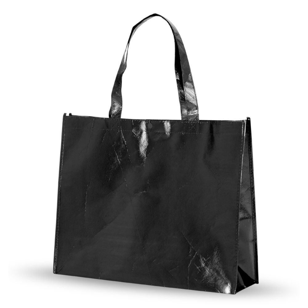 Sacola TNT Metalizada com Botão 45,5 x 35 cm Preta
