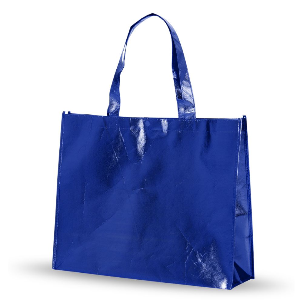 Sacola TNT Metalizada com Botão 45,5 x 35 cm Azul