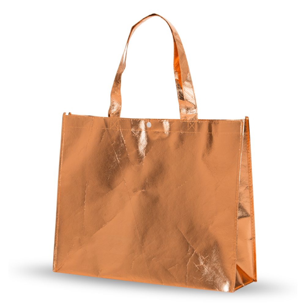 Sacola TNT Metalizada com Botão 45,5 x 35 cm Laranja