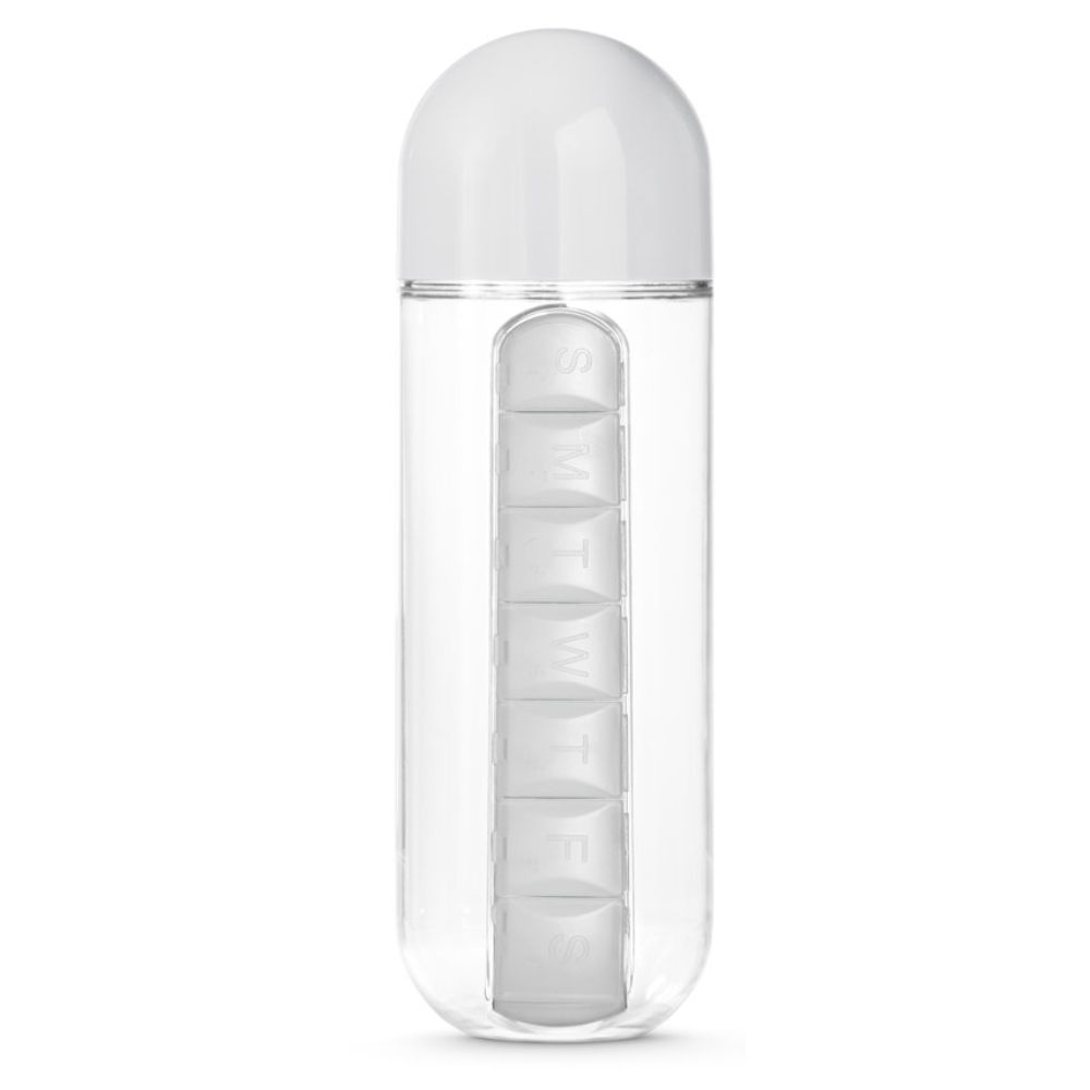 Squeeze 740 ML Branco com Porta Comprimidos para Brindes