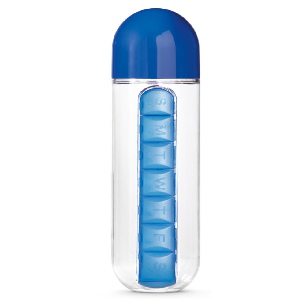 Squeeze 740 ML Azul com Porta Comprimidos para Brindes