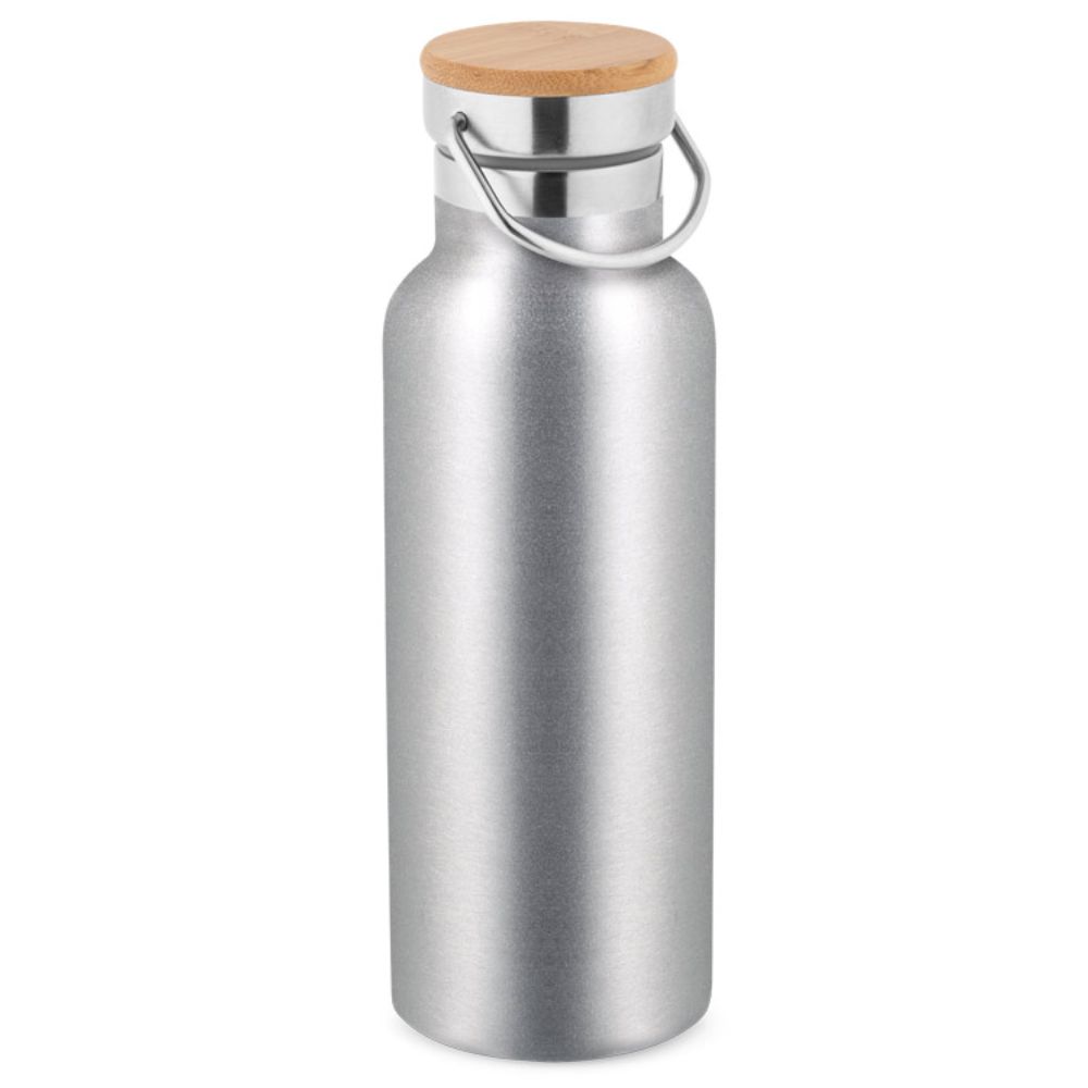 Squeeze Personalizado Prata Aço Inox 570ml para Brindes